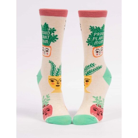 Blue Q Womens Crew Socks Proud Plant Mom Size 5-10 Houseplants Colorful - Picture 2 of 4
